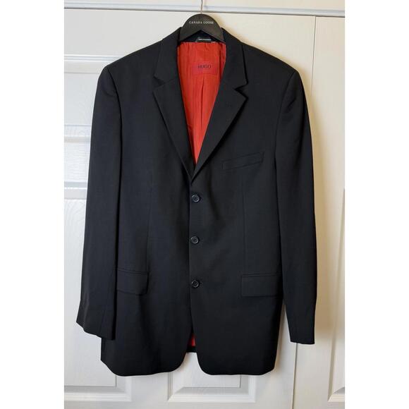 Black Hugo Boss Blazer Bold Red Lining Sharp Statement
